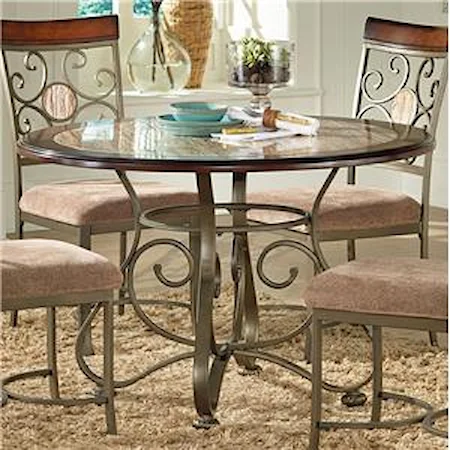 Scrolled Metal Base Round Top Table